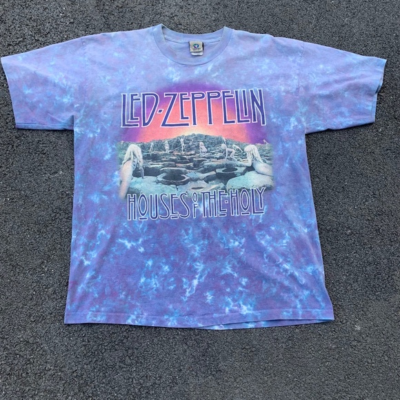 Vintage Led Zeppelin Liquid Blue Tie Dye XL Rock/Band - Picture 1 of 4